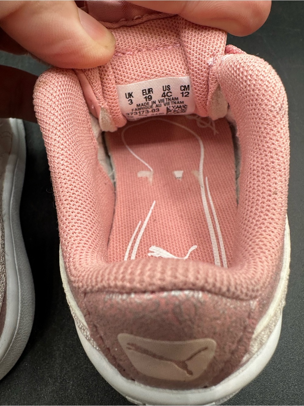 Puma Vikky Glitz pink glitter slip on tennis shoe baby size 4C - Picture 6 of 6